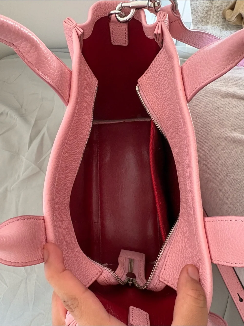 Marc Jacobs Pink Pebbled Leather Top-Handle Tote with Strap